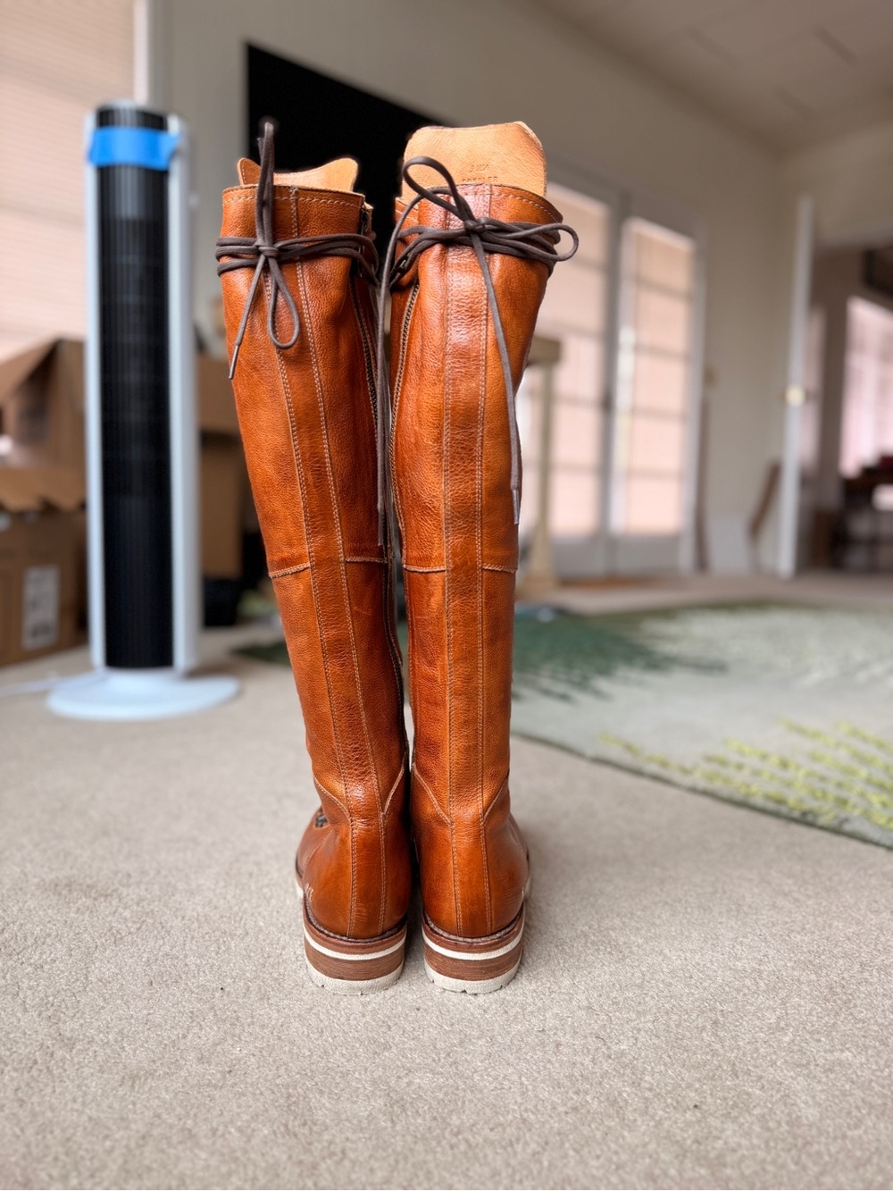 BED|STU x Free People Victory (Lustrous) Pecan Tall Lace-Up Leather Boots - Picture 8 of 15